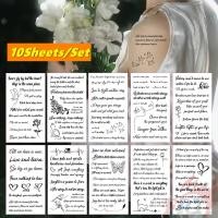 ราคา 10แผ่น/ชุด ❤ ศิลปะขาวดําคลาสสิค . สติ๊กเกอร์รอยสักชั่วคราว Healing Prase Slang ❤ รอยสักกันน้ําสําหรับแขนเซ็กซี่กระดูกไหปลาร้าร่างกายศิลปะมือเท้า (24936992285)