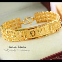 ราคา เลสข้อมือทองไมครอน แกะลาย Love งานทอง5 ไมครอน (11079068814)