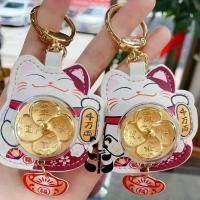 ราคา ส่งจากไทย พวงกุญแจแมวกวัก แมวนำโชค แมวกังหัน จี้นําโชค ฟอยล์สีทอง Stickerสีทอง (27404186502)