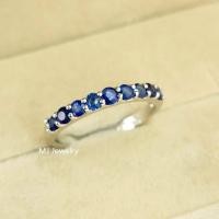 ราคา แหวนพลอยไพลิน แหวนแถว 9 เม็ด พลอยแท้100% เงินแท้ 92.5% ชุบทองคำ 18k จิวเวลรี่จันทบุรี (16705059992)