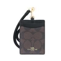 ราคา พร้อมส่ง มือ 2 แท้ % Coach คล้องบัตร SIGNATURE LANYARD ID CASE (COACH F63274) BROWN/BLACK/LIGHT GOLD (21547587416)