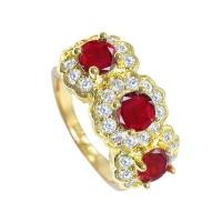 ราคา แหวนพลอยโกเมนสังเคราะห์ ล้อมเพชรCZ ชุบทอง 24K ราคาลดพิเศษ ( วสด) (3719506308)