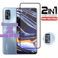 ราคา 2in1 SamsungA51 A71 Note 10 liteฟิล์มเลนส์กล้อง + ฟิล์มกระจกเต็มจอขอบดำ ฟิล์มกันกระแท (5092271644)