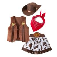ราคา Cowboy Girl set Kids Cowboy Costume 4in1 ชุดฮาโลวีนสําหรับเด็กผู้หญิง (41215033585)