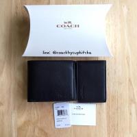 ราคา COACH COMPACT ID WALLET IN SPORT CALF LEATHER (BLACK) (35399671)