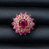 ราคา แหวนพลอยทับทิม(Natural Ruby) สีชมพูแดง จากประเทศโมซัมบิก ตัวเรือนเงินแท้ 92.5%ชุบทองคำ ไซส์นิ้ว 53 หรือเบอร์ 6.5 US (18974191284)