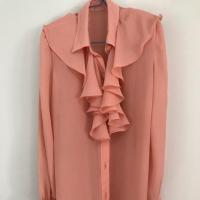 ราคา เสื้อชีฟองคอระบายสีชมพู sz.m/L (2331245602)