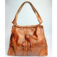 ราคา MING JIANG XUAN Leather Hobo Bag กระเป๋าคล้องไหล่ หนังแท้ สีน้ำตาลทอง กระเป๋ามือสอง (24037283651)