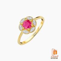 ราคา AURORA แหวนทับทิมล้อมพลอยเซท แหวนน้ำหนัก 2.6 กรัม (7379187625)