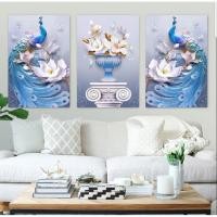 ราคา ครอสติสคริสตัล DIY5D รูปนกยูง ขนาด 120*60 ซม.ติดเต็มแผ่น (4834798479)