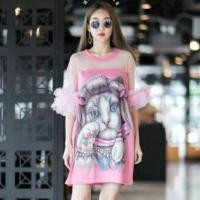 ราคา เดรสฟรุ้งฟริ้ง พิมพ์ลายแมว : เดรสแฟชั่น สาวอวบ (2056603652)