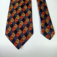 ราคา เนคไท มือสอง Lanvin Paris Men's Silk Tie Brown Geometric Design Made in France (26240468871)