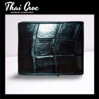 ราคา Thai Croc กระเป๋าสตางค์ 2 พับ กระเป๋าหนังจระเข้ สีดำ หนังจระเข้แท้ เป็นสวนท้องของหนังจระเข้ ทั้งภายนอกและภายใน 0C21 (18718401879)