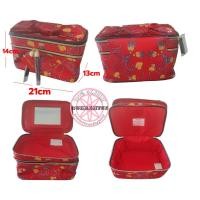 ราคา กระเป๋าเครื่องสำอาง 2 ชั้น สีแดง ESTEE LAUDER Double Layer Scarlet Makeup Bag (22508733763)