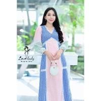 ราคา used เดรสยาวลายสก๊อตลูกไม้งานป้าย Love lady/ size L สวยมาก (16493876060)