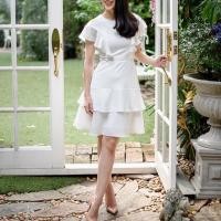 ราคา เดรส สีขาว S ยาวประมาณเข่า (1153744864)
