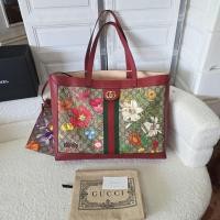 ราคา Gucci Brown GG Supreme Flora Ophidia Tote Bag (25496642670)