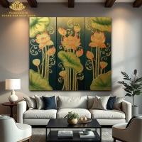 ราคา ภาพชุดดอกบัว 1ชุด3ชิ้น ขนาดรวมW105H100cm ภาพตกแต่งบ้านโรงแรม ติดร้านนวดสปา รูปดอกบัวมงคล ภาพวาดสวยๆ (23784363775)