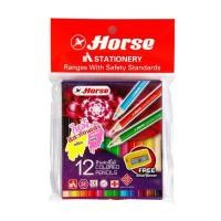 ราคา ดินสอสี่ไม้สั้น 12 สี+กบเหลา ตราม้า 12 Color Pencil (2699388607)