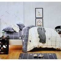 ราคา ชุดเครื่องนอนเกรด A ผ้าปูที่นอน 6 ฟุต พร้อมผ้านวม 5 ชิ้น ทูโทน ลายตาราง (สีเทา) (86787568)