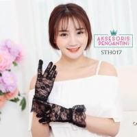 ราคา ถุงมือลูกไม้อุปกรณ์เจ้าสาวถุงมือแต่งงานสีดําสธ017 (42321172450)