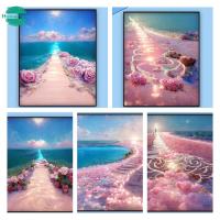 ราคา 【HF】ภาพวาดปักเพชร ลายทะเลกุหลาบ 5D ขนาด 30X40 ซม. 40X50 ซม. DIY (21191552120)