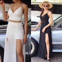 ราคา กางเกงขายาวผ่าหน้า ผ้าชีฟองเนื้อดี พริ้ว ลื่น ใส่สบาย มีซับใน (5418812166)