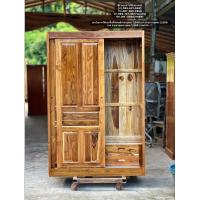 ราคา ตู้เสื้อผ้าไม้สักทองแท้ 100% ทรงโมเดิร์น￼ (27057402686)