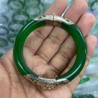 ราคา กำไลหยกเขียวจักพรรดิ์ หุ้มเงินแท้ (28325736657)