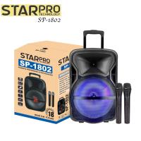 ราคา Bluetooth Speaker รุ่น SP-1802 ตัวใหญ่ มีล้อลาก ดอก 18 นิ้ว แถมฟรี ไมค์ลอย 2 ตัว Starpro (9958610400)