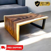 ราคา โต๊ะกลางโซฟาไม้ โต๊ะกาแฟ โต๊ะรับแขก ท็อปไม้จามจุรีแผ่นเดียว ขาไม้แผ่นเดียว 1 ข้าง + ขาเหล็ก 1 ข้าง จัดส่งฟรี! (27820614350)