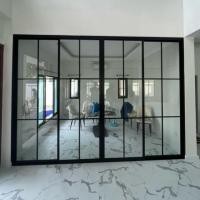 ราคา (ถูกที่สุด)YTประตูกระจกอลูมิเนียม​กั้นห้อง​ เปิดตรงกลาง​ คาดลายเส้นอลูมิเนียม​สีดำ กระจกใส (6314088012)