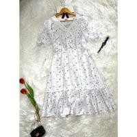 ราคา Newly collection♥️ เดรสยาวแขนสั้น ผ้าฝ้ายปักลายพื้นขาว (14061028077)