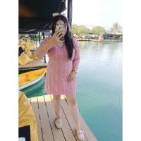 ราคา เดรสคนอ้วนมือสองสีชมพู ลุคคุณหนูสดใส ใส่แล้วน่ารักมาก (9310509413)