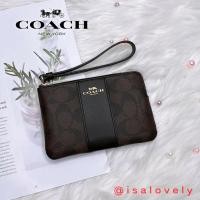ราคา Isa Lovely Shop COACH F58035 CORNER ZIP WRISTLET IN C SIGNATURE CANVAS Color: IM/BROWN/BLACK (24568595891)
