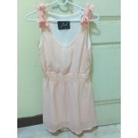 ราคา เดรสสีโอรส ผ้าชีฟอง แขนกุด (3653938740)