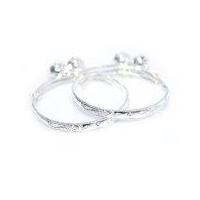 ราคา กำไลข้อเท้าเด็กกระพรวนคู่แกะลายมังกรคู่หงษ์รุ่น TK-140 Silver (5077908670)