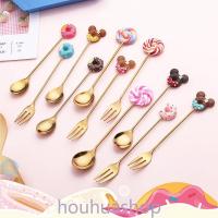 ราคา น่ารักสแตนเลสช้อนส้อมรุ่นสายรุ้งอมยิ้มโดนัทมาการองขนมช้อนเค้กส้อมผลไม้บนโต๊ะอาหารอุปกรณ์ครัว (22690117923)