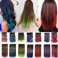 ราคา ผมตรงยาว/วิกผมลอน5คลิปต่อผม/สีน้ําตาลไฮไลท์สีชมพู/สีแดง/สีฟ้า/สีเขียว แฮร์พีซ (23573738586)