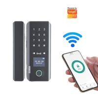 ราคา tuya wifi Glass door smart lock with fingerprint digital electronic lock (25689333552)