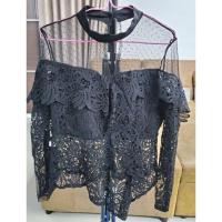 ราคา เสื้อซีทรูลูกไม้ฉลุ สีดำ (มือสอง) (3520236212)