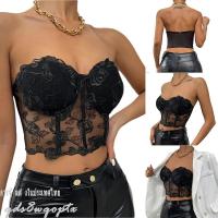 ราคา {COD&LOCAL} เสื้อกล้ามซีทรู เปิดไหล่ ปักลายดอกไม้ 3D สําหรับผู้หญิง (24660878432)