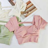 ราคา Fumeng New Front-Pire Cutout Yoga Short-Sleeve Top (26339351666)