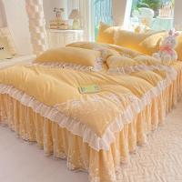 ราคา Insอินเทอร์เน็ตคนดังเจ้าหญิงลูกไม้กระโปรงสี่ชิ้นชุดลูกไม้สีทึบผ้านวมGirly Heartผ้าปูที่นอนสามชิ้นชุ (29857885096)