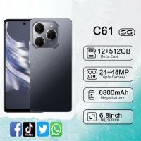 ราคา สมาร์ทโฟน C61 16+512GB แบตเตอรี่ 18000mAh หน้าจอใหญ่ 6.8 นิ้ว โทรศัพท์ประสิทธิภาพสูง โทรศัพท์เกมมิ่ง กล้อง AI หน่วยความจ (44260307718)