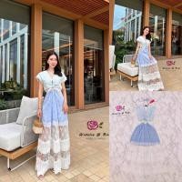 ราคา M2 งานป้าย Widelia@Real Dress ชุดเดรสยาวผ้าลูกไม้เว้าเอว สำหรับผู้หญิง เสื้อผ้าแฟชั่นผู้หญิง ไซส์ S-L (24191309642)