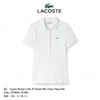 ราคา Lacoste เสื้อโปโลหญิงสีขาว รุ่น Lacoste Women's Slim Fit Stretch Mini Cotton Pique Polo Code: PF7845 10 001 (14455330252)