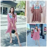 ราคา เดรสสั้น อก48 ชุดสาวอวบ สไตส์โบฮีเมี่ยน สีแดง (24088454908)