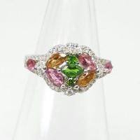 ราคา แหวน ทัวร์มาลีน Fancy Tourmaline พลอยแท้ ตัวเรือนเงิน 925 ชุบทองคำขาว ขนาด 52 (3285023425)