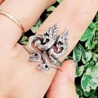 ราคา แหวนพญานาคคู่ แหวนเงินแท้ รมดำ YTG-5882 (14419921138)